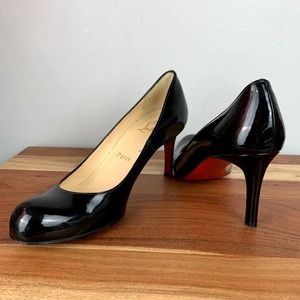 Christian Louboutin Black Patent Leather Heels Size 34.5 US 4.5 Simple 70 Shoes